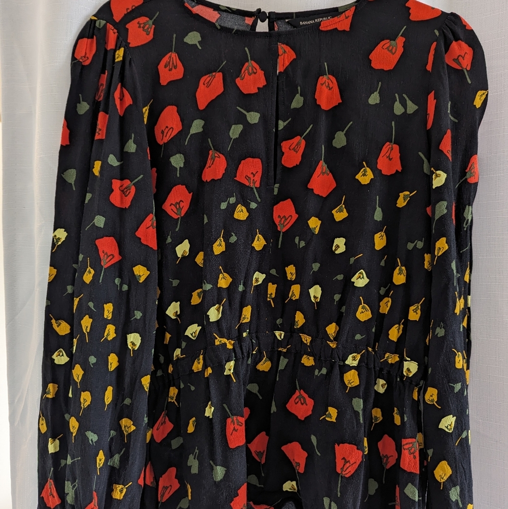 Banana Republic Floral Blouse Top Elastic Waist